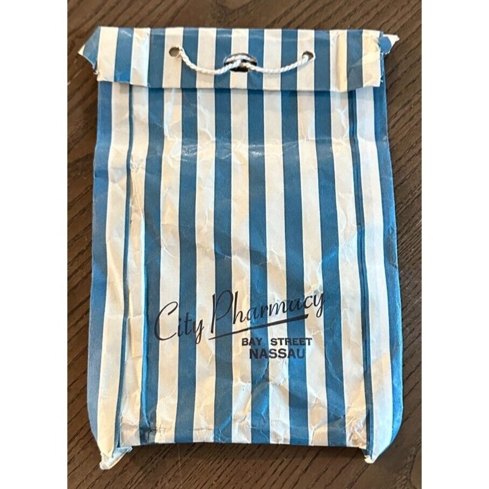 Vintage City Pharmacy Bay Street Nassau Bahamas 9'' x 6.5'' Bag *read* Ephemera